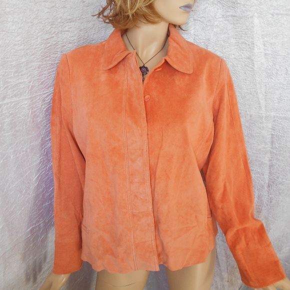 Nwt TERRY LEWIS 14P Coral 100% Leather Jacket Coat - Picture 2 of 5